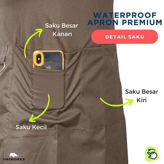 

Terlaris Apron Waterproof Uniworks Bahan Anti Air Premium Seri Wrtw V01