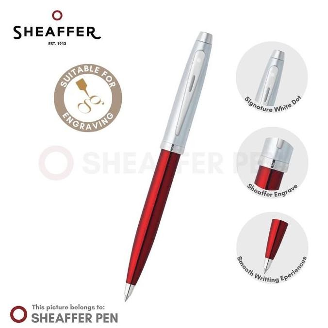 

Sheaffer 100 Translucent Red Barrel Brushed Chrome Ballpoint Co