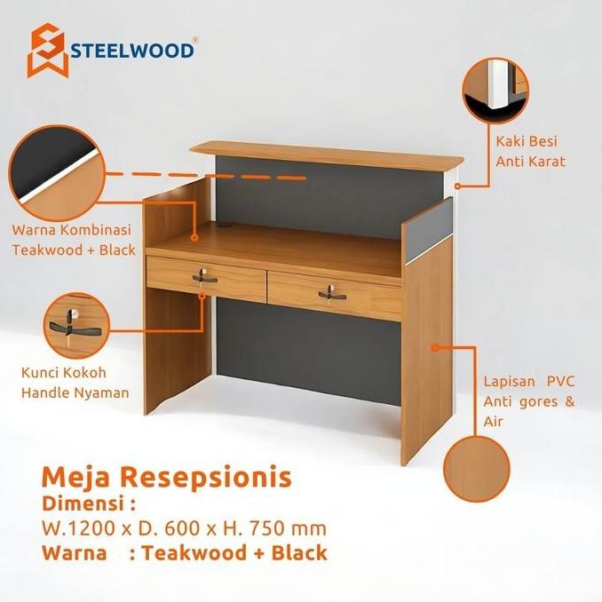 [LAOUT] STEELWOOD || MEJA RESEPSIONIS MODERN ELEGAN/MEJA RECEPTIONISTS/MEJA RESEPSIONIS SERBAGUNA/ME