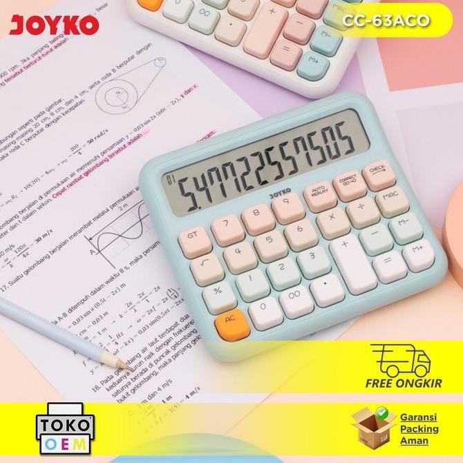 

New Product - Joyko Kalkulator Warna Pastel Cc-63Aco Cc-63Bco Kalkulator Lucu 12 Digits Mechanical Button Kiarastoreku