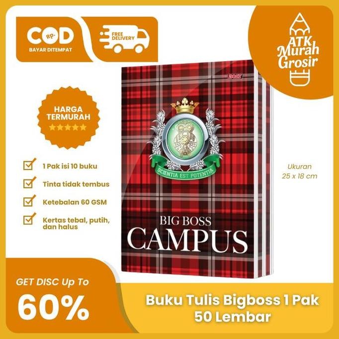 

Buku Tulis Big Boss 50 Lembar Pak Isi 10 Buku Putih Paper Co