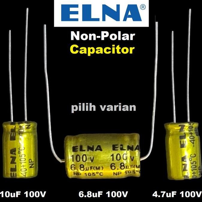 Elna Non Polar Elco Capacitor Elko Kapasitor Np 4.7Uf 6.8Uf 10Uf 100V Co
