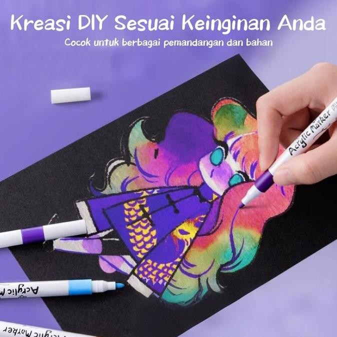 

Aimilo - Spidol Acrylic Marker Spidol Warna Warni 1 Set Diy Painting Akrilik Marker 48/60/80 Warna Co