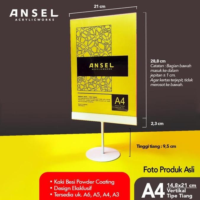

New Product - Ansel Tent Card Akrilik Kaki Besi /Tiang A4 Vertikal 21X29,7Cm /Brosur Kiarastoreku