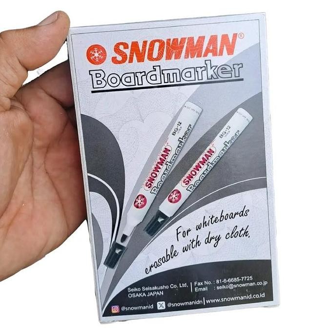 

1 Pack Spidol Waite Board Maker Hitam Snowman Spidol Papan Tulis Isi 12 Co