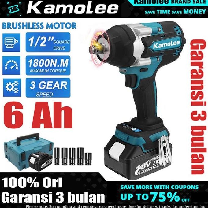 Kamolee DTW700 1800Nm IMPACT WRENCH CORDLESS - Mesin Impact Wrench