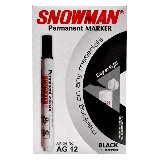 

1 Pack Spidol Permanen Snowman Isi 12 Pcs Hitam Co