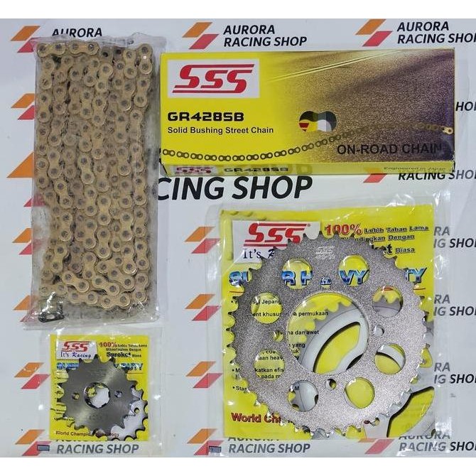 Gear Set SSS 428 Yamaha RX King & Rantai SSS 428 SB Gold Original @