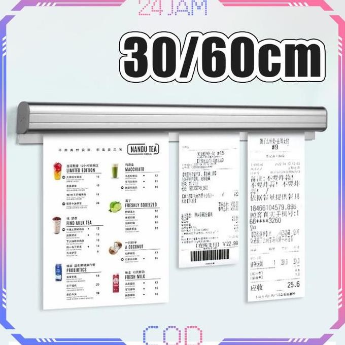 

30/60Cm Penjepit Kertas Bon Capitan Nota Stainless Bill Tab Grabber Aluminum Bill Holder Restoran Co