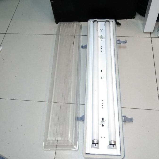 BEBAS ONGKIR - Kap Waterproof 2X18W Watt + Lampu TL Neon 18Watt Phillips/ led 8w
