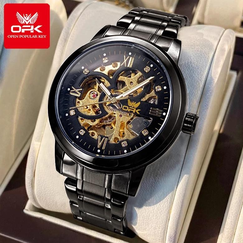 OPK 8165  Mens Watch Original Skeleton  Automatic Mechanical Watch Waterproof Luminous Watch For Man