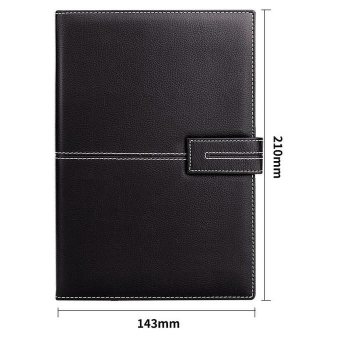 

Deli Leather Cover Notebook / Buku Catatan / Agenda Sampul Kulit A5 120 Lembar Magnetic Lock En142L Black Hitam Co