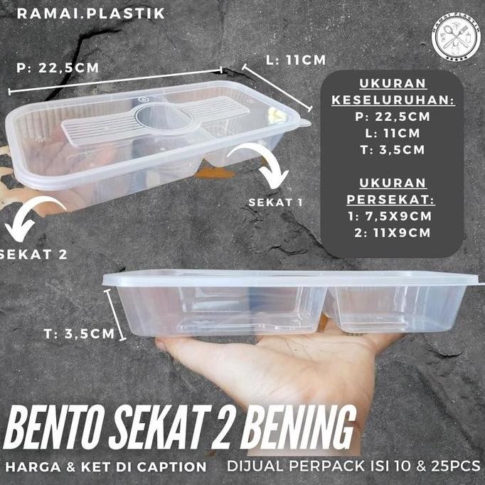 Bento Sekat 2 Bening Isi 25Pcs/ Thinwall Persegi/ Thinwall Sekat 2 Co