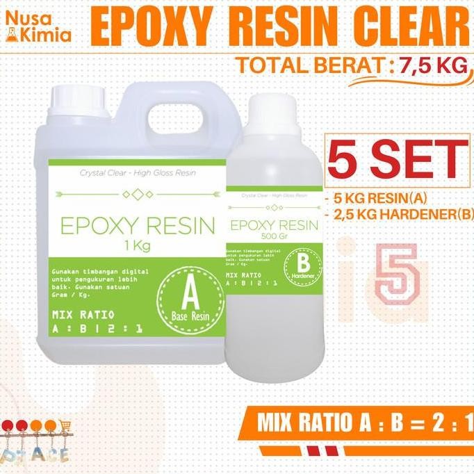 

Epoxy Resin Bening 5 Set [Total 7,5 Kg] - Hasil Bening Dan Keras Co