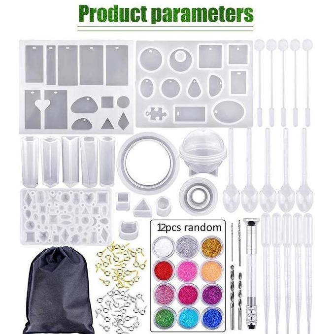 

94Pcs/Set Epoxy Resin Casting Silicone Mold Diy Kit Cetakan Uv Resin Perhiasan Pendant Kalung Kerajinan Co