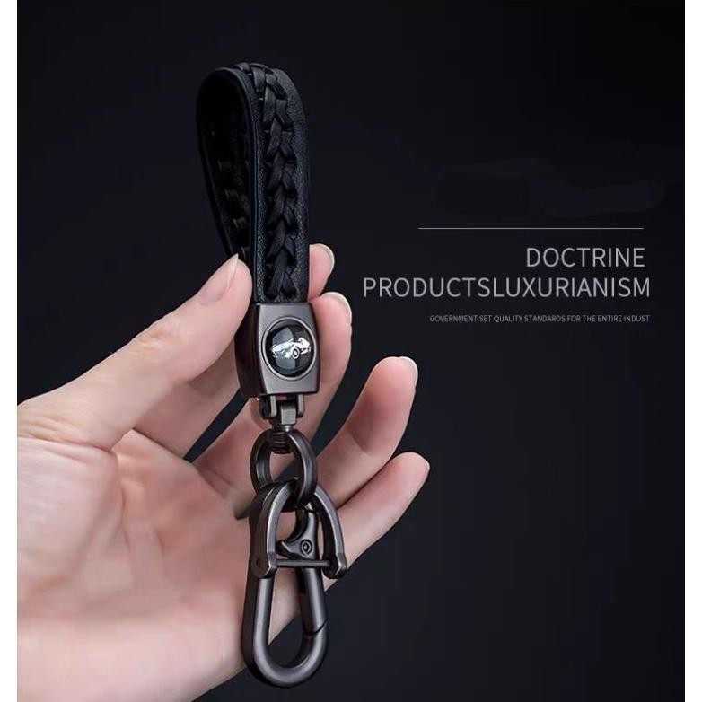 Gantungan Kunci Mobil Motor Kulit Kambing Tali Panjang /A018