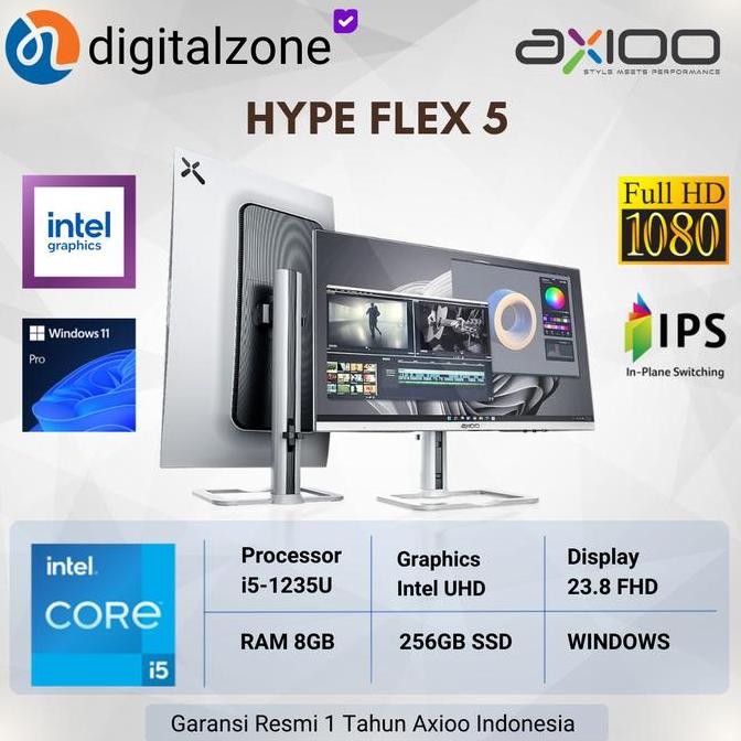 Axioo All In One Hype Flex 5 - Intel I5 1235U 8Gb 256Gb 23.8 Fhd Ips New Stok