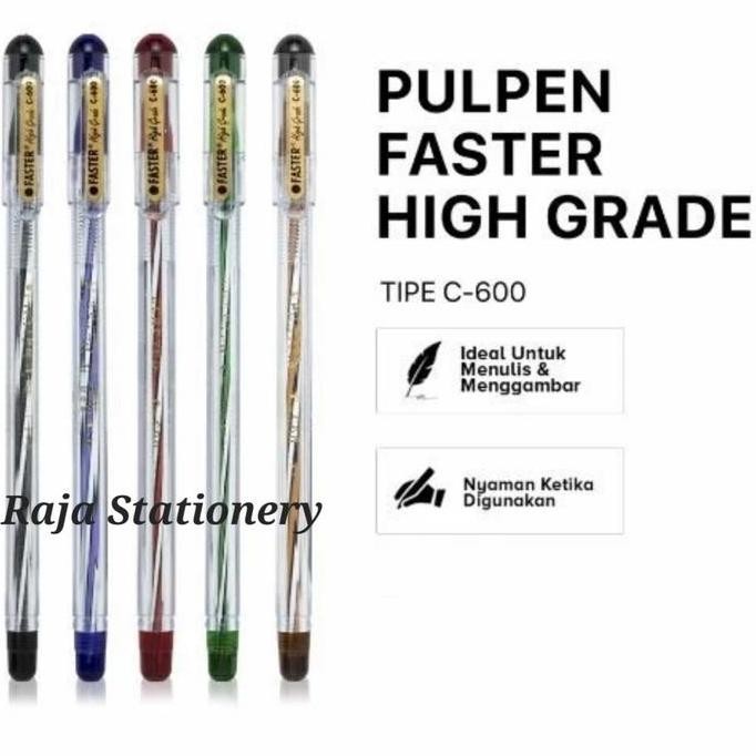 

PEN FASTER C600 BALL PEN 0.7mm BLACK BLUE PEN PULPEN FASTER BOLPOIN C600 HITAM BIRU LUSIN BOX [12PCS]