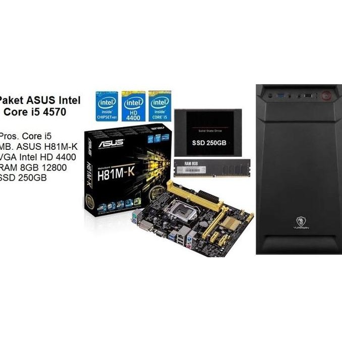 Paket Cpu Core I5 4590 Intel Gen4 Mobo Asus Intel H81M-K Ssd New Stok