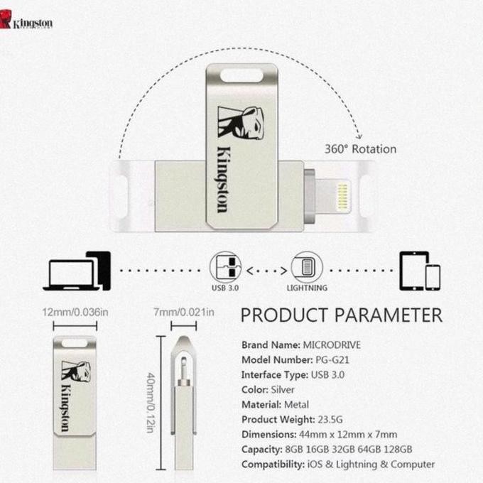 ready OTG Flashdisk 1TB IOS, Ipad, PC USB 3.0 2 in 1 Prata OTG Pen  Iphone