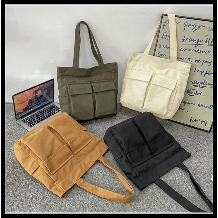 Tokochi - Tote Bag Kanvas Besar Totebag Kanvas Polos Totebag Kasual Terlaris