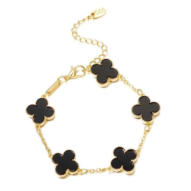 Premium Gelang Titanium Clover Gelang Titanium Bunga Hitam Gelang Titanum Gelang Clover Kecil Titani