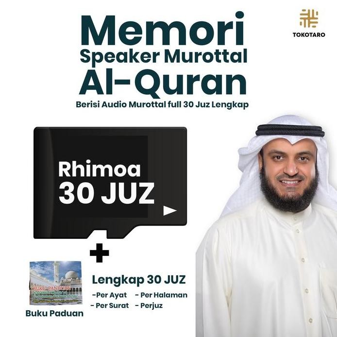 ready (Memori 16gb+Buku Paduan) Chip Murottal Speaker Alquran Per Ayat  Per Juz Lengkap 30 Juz Murot