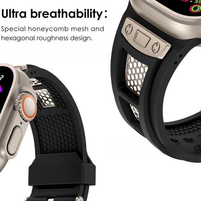 baru [TALI JAM] Smart Watch Strap ULTRA 10 9 8 7 6 5 4 SE Hexa Force Band Karet Besi Premium Rubber 