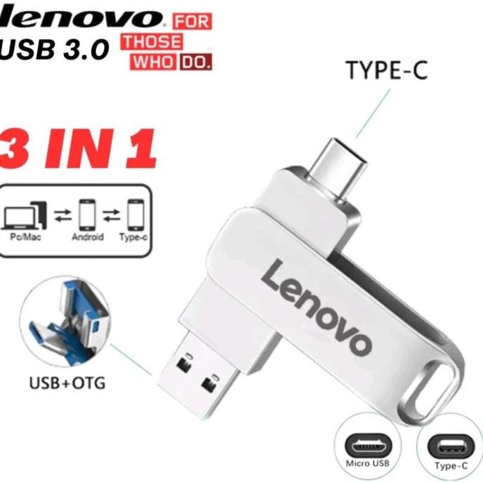 ready Original Flashdisk Lenovo 3 in 1 Type C 3.0 USB High Speed  2TB 1TB