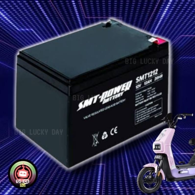 Premium 1 Set 4Pcs Aki 12V 12Ah = 48V 12Ah Merk Smt Power Untuk Semua Jenis Dan Merk Sepeda Listrik 
