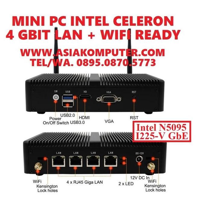 Mini Pc Intel Celeron 4 Lan Pfsense Sophos Clearos Firewall Utm Router New Stok