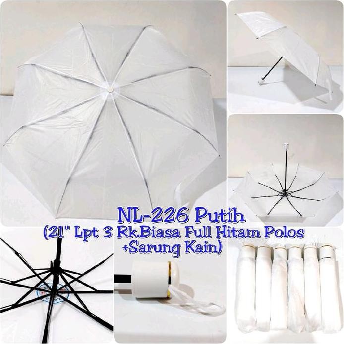 Kiranaabadi Payung Lipat 3 Polos Nagoya nl226 rangka hitam cocok untuk sablon murah