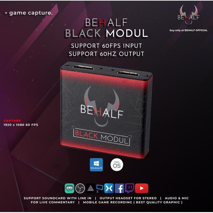 TERBARU - BEHALF BLACK MODUL GAME CAPTURE / HDMI CAPTURE LIVE STREAMING GAME