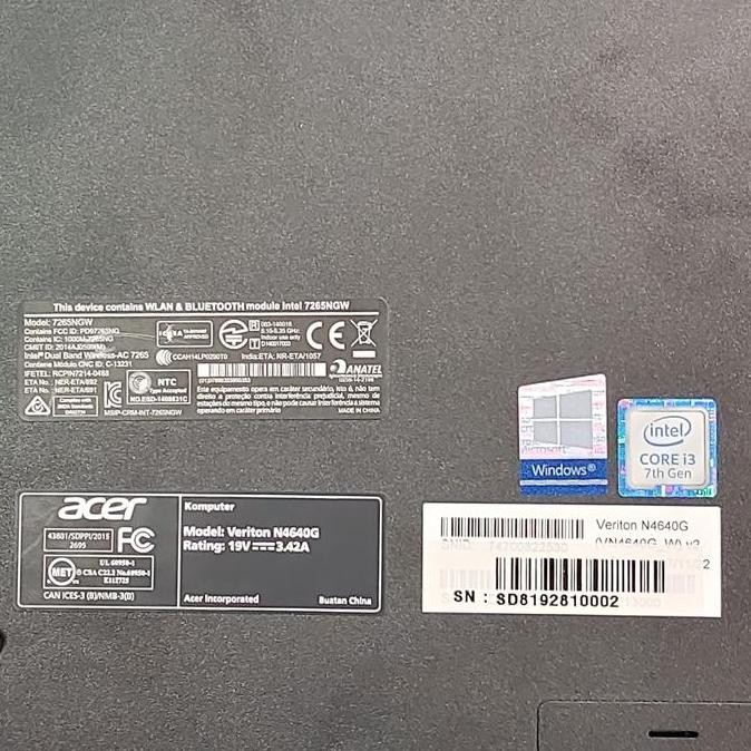 Mini Pc Acer Veriton N4640G Core I3 Gen 6/Core I3 Gen7, Ssd New Stok