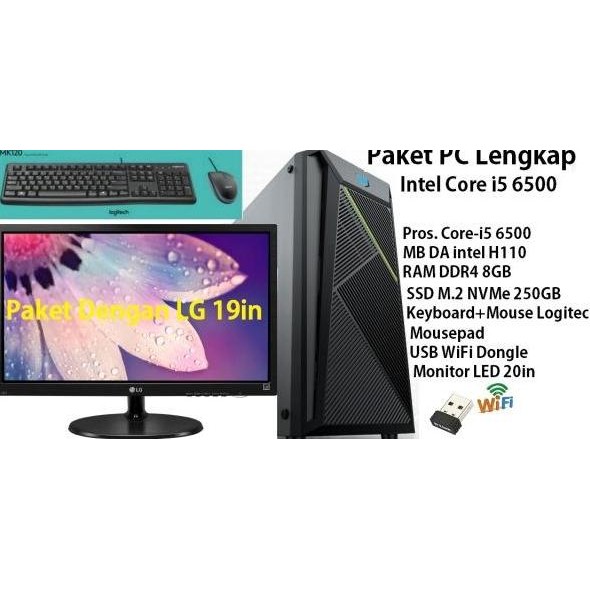 Paket Lengkap Pc Intel Core I5 6500 Ddr4 Ssd Monitor Led Lg Acer New Stok