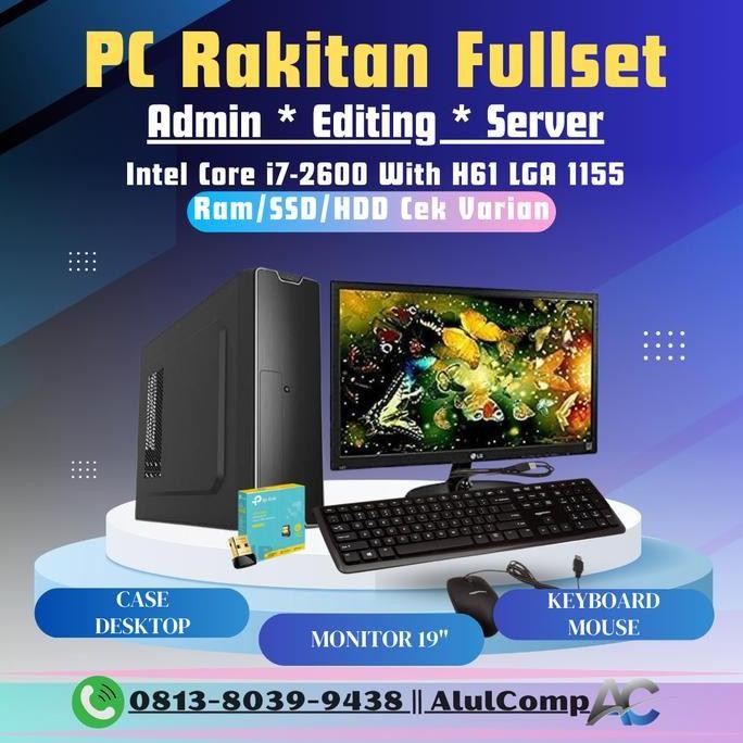 Paket Pc Komputer Rakitan Fullset Server I7 2600 - Case Slim Desktop New Stok