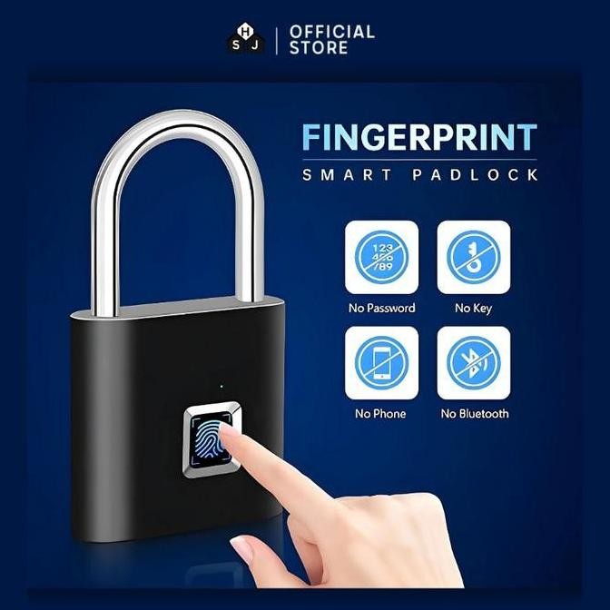 Gembok Fingerprint Sidik Jari Anti Maling Kunci Koper Pagar Pintu / Smart Padlock Fingerprint