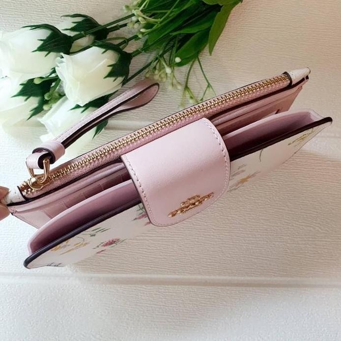 baru [ORIGINAL] COACH Tech Phone Wallet With Spaced Wildflower Coach Wallet