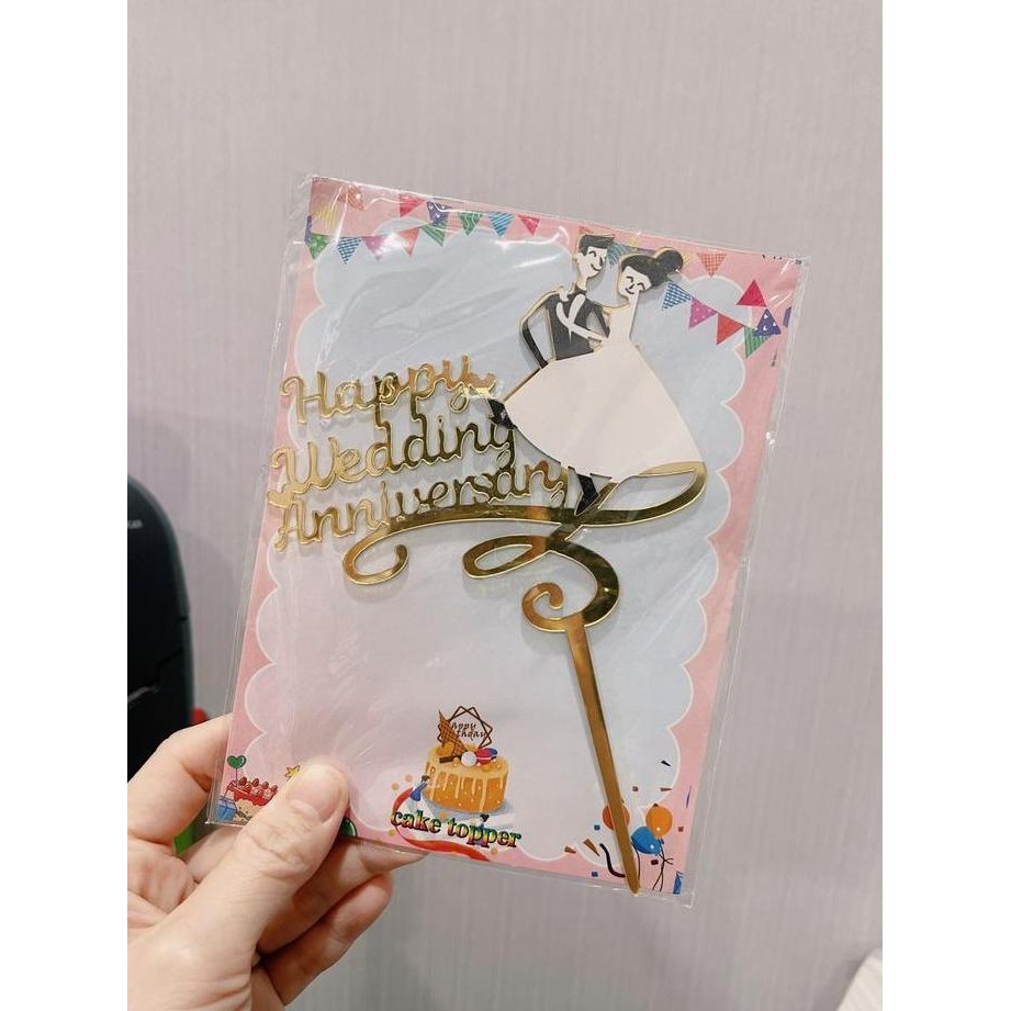 Topper Kue Happy Anniversary Hiasan Kue Happy Wedding Anniversary Cake