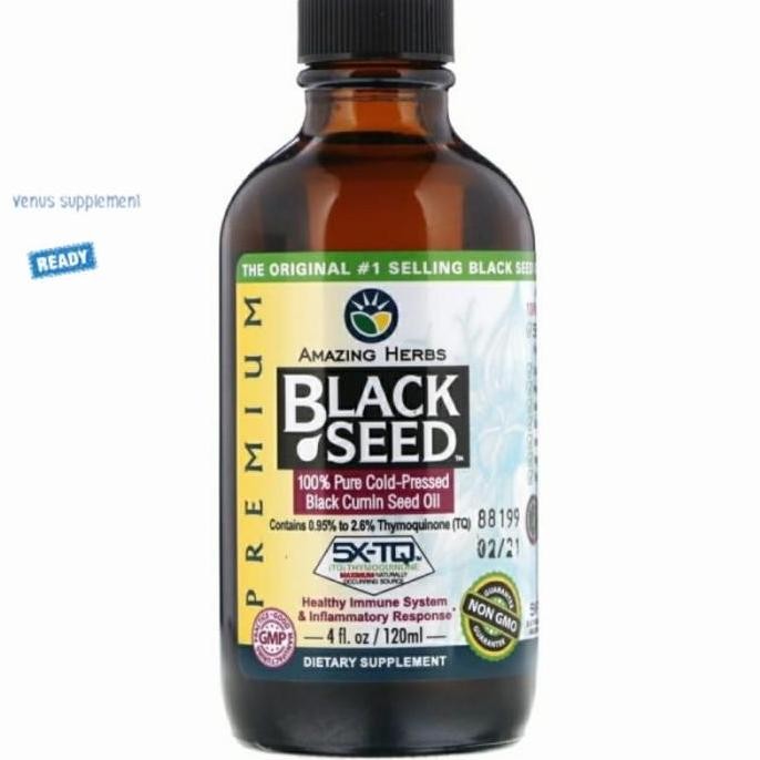 

BEBAS ONGKIR - Amazing herbs Black Seed Pure Cold Pressed Black Cumin Seed Oil 120ml