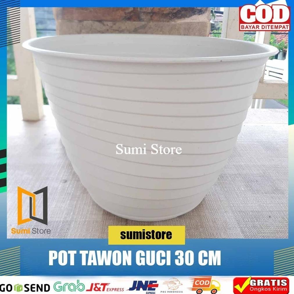 Pot Tawon 30 Guci Putih/ Pot Tulip 30/ Pot Motif Ulir 30 Cm Harga Grosir Murah Se Indonesia Stok