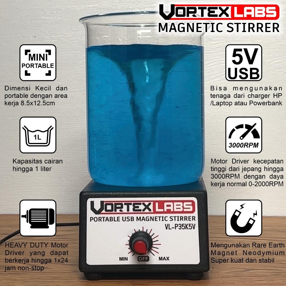 NEW VORTEXLAB Magnetic Stirrer Portable Magnetic Mixer Vortex Mixer pengaduk Cairan Lab - Essential 