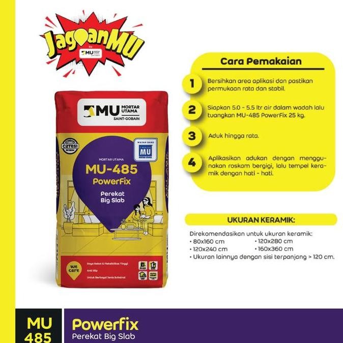 Mortar Utama MU-485 PowerFix Perekat Big Slab 25Kg