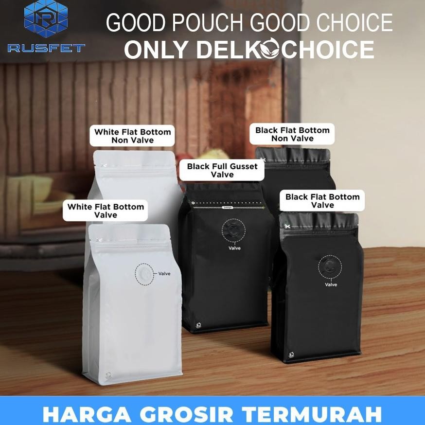 Bisa Cod Standing Pouch Flat Bottom Kemasan Kopi Valve Non Valve ||