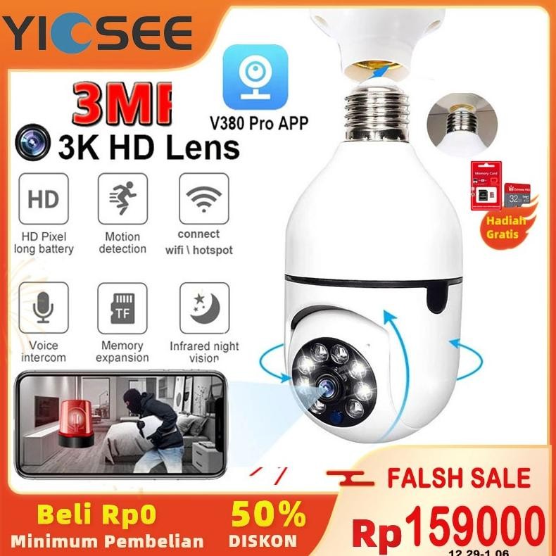 NEW CCTV lampu 8MP bohlam 3MP wifi v380pro indoor samrt Cameras 360 derajat kamera jarak jauh lewat 