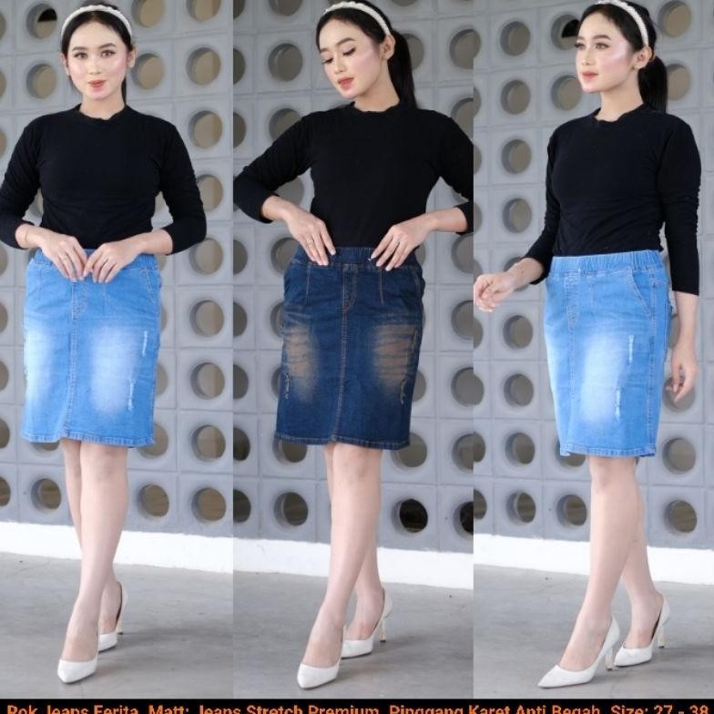 New - Rok Jeans Wanita Pendek Ferita Size Standar Dan Jumbo Premium