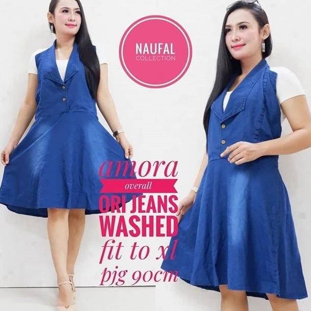 New - Rok Overal Pendek Amora  . Jumpsuit Pendek Jeans . Rok Overall Pendek Murah