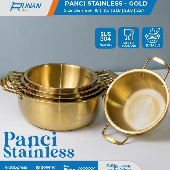 Panci Korea Noodle Pot Mangkok Mie Ramen Gold Panci Masak Stainless Kualitas Terbaik Harga Termurah
