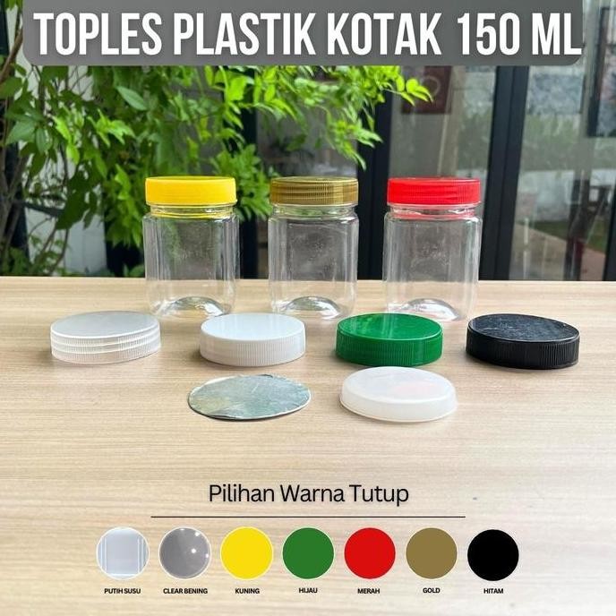 Isi 100 pcs Toples Plastik Kotak 150 ml / Toples Sambal Jar Bumbu Coklat Selai alu