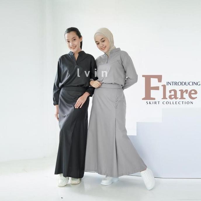 [ Lvin ] FLARE SKIRT  SCRUBS - Vol 01 -  Baju OKA Rok Mandarin Collar Lengan Panjang / Baju Jaga /Se